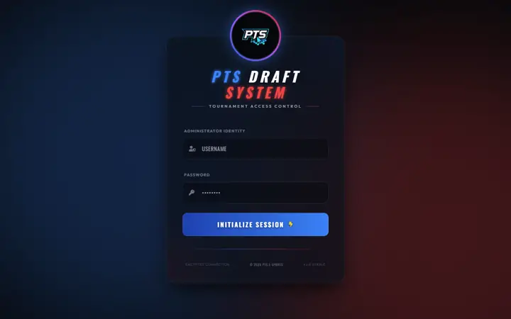 PTS Draft tournament access screen
